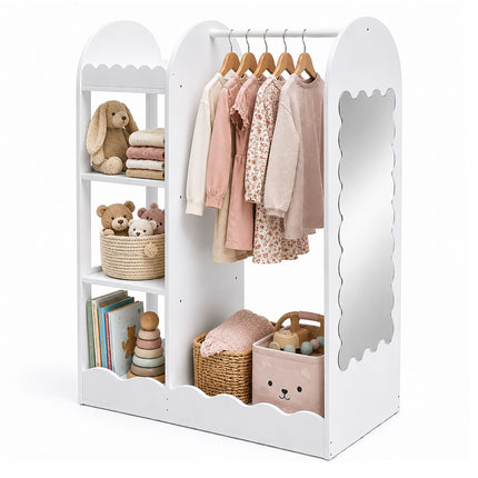 Kindergarderobe mit Spiegel – Weißes MDF, Acryl