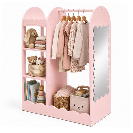 Garderobenständer für Kinder mit Spiegel und Ablage, MDF & Acryl