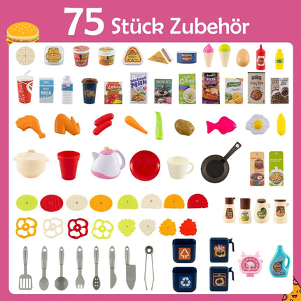 Kinderküche mit Licht, Sound & 75 Zubehörteilen