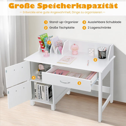 Kinderschreibtisch und Stuhl-Set, Holz, Weiß, mit Ablagemöglichkeiten
