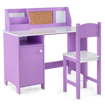 Ensemble bureau et chaise enfant avec rangement, bois violet