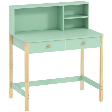 Bureau enfant avec rangement, vert et naturel, 90 x 52 x 105 cm