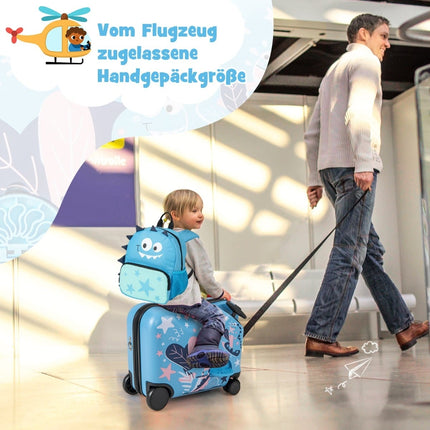 Ensemble de bagages dinosaures pour enfants avec sac à dos, 12" + 18"