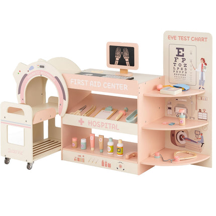 Coffret de docteur pour enfants avec tableau optométrique et scanner - Rose