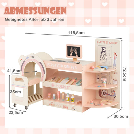 Coffret de docteur pour enfants avec tableau optométrique et scanner - Rose