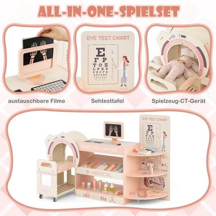 Coffret de docteur pour enfants avec tableau optométrique et scanner - Rose