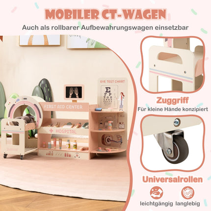 Coffret de docteur pour enfants avec tableau optométrique et scanner - Rose