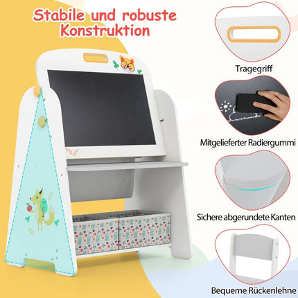 Kinderstaffelei mit Stuhl – Magnetisch & Kreidetafel, Aufbewahrung