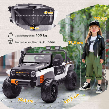 Kinder-Elektroauto, 12V Batterie, Fernbedienung, Weiß