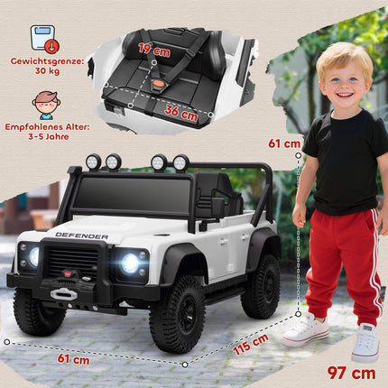 Voiture électrique pour enfants, batterie 12 V, télécommande, blanche
