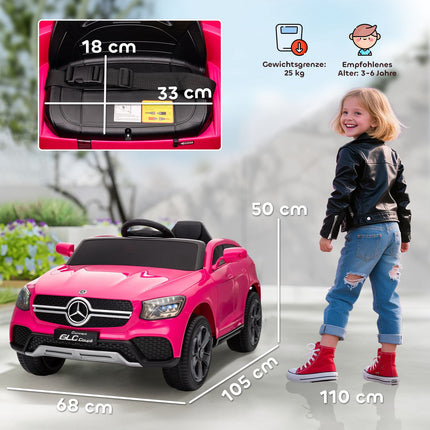 Kinder-Elektroauto, 12V, Fernbedienung, LED, Musik, Rosa