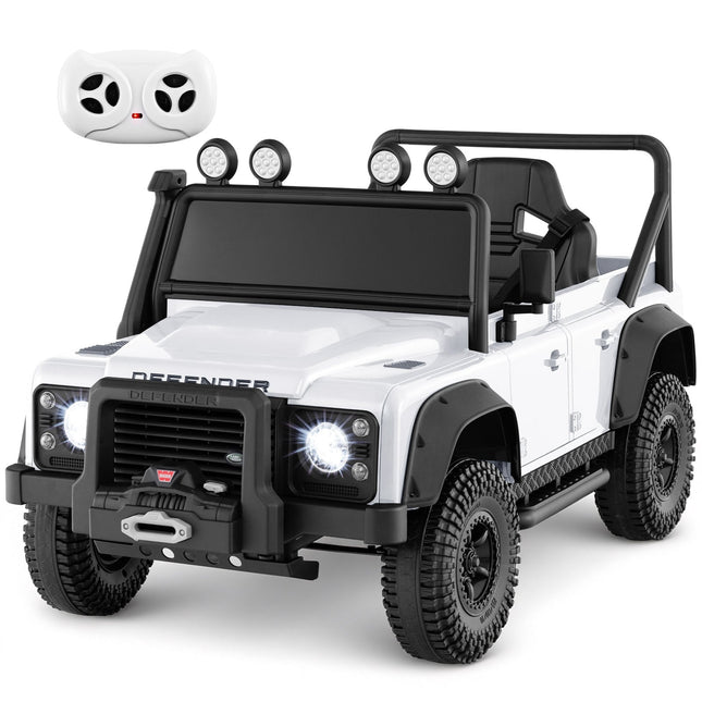 Voiture électrique pour enfants avec télécommande, blanche, batterie 12 V