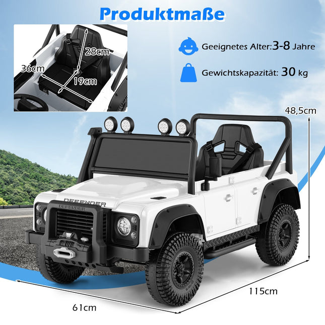 Voiture électrique pour enfants avec télécommande, blanche, batterie 12 V