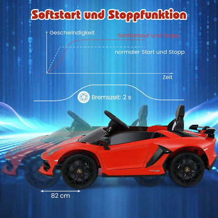 Kinder-Elektroauto mit Fernbedienung, LED-Lichtern – Roter Lamborghini