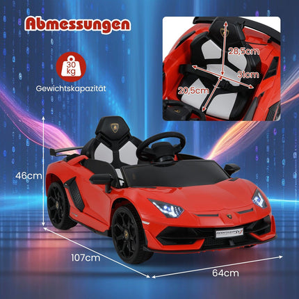 Kinder-Elektroauto mit Fernbedienung, LED-Lichtern – Roter Lamborghini