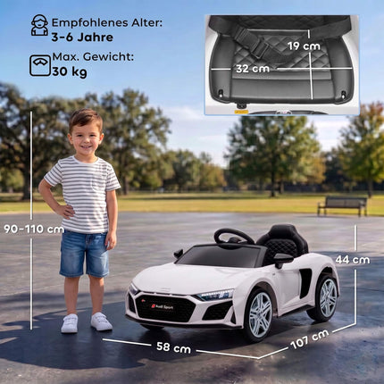 Elektroauto für Kinder mit Fernbedienung, Weiß, Lithium-Batterie