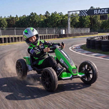Kids Electric Go-Kart 12V with 2 Motors and Soft Start, Green, LED Headlights