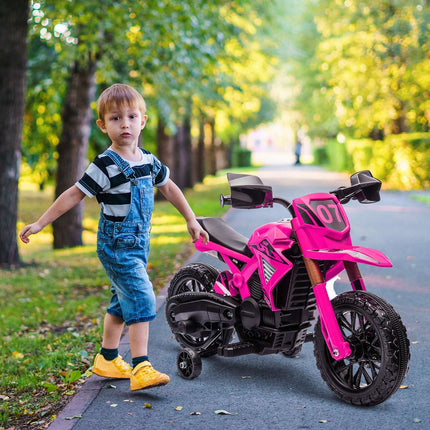 Elektrisches Kindermotorrad, 12V, Pink, mit Stützrädern