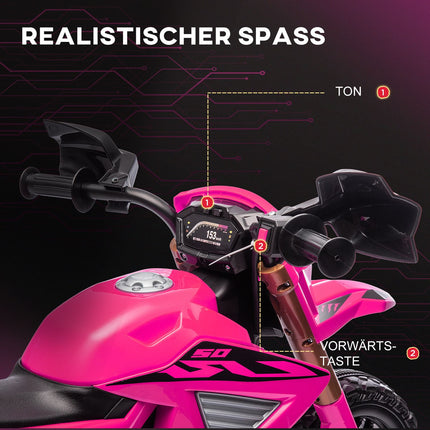 Elektrisches Kindermotorrad, 12V, Pink, mit Stützrädern
