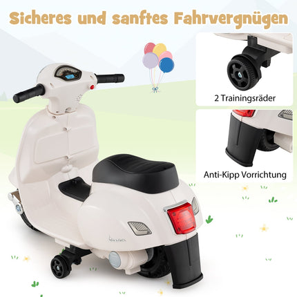 Moto électrique pour enfants 6V avec phare LED, blanche