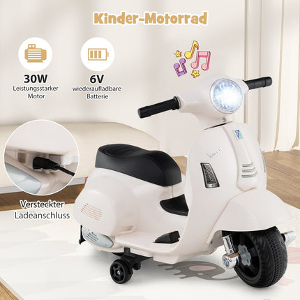 Moto électrique pour enfants 6V avec phare LED, blanche