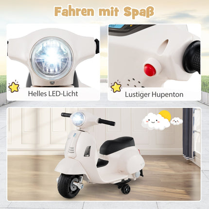 Moto électrique pour enfants 6V avec phare LED, blanche