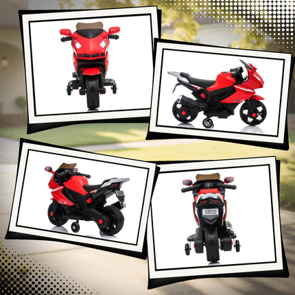 Kinder-Elektromotorrad, Hupe, Scheinwerfer, Musik, Rot
