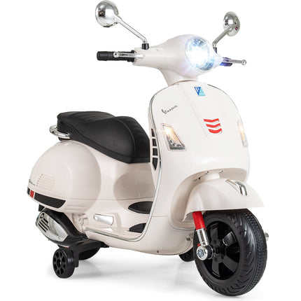 Kinder-Elektromotorrad mit LED-Lichtern, Hupe – Weiß