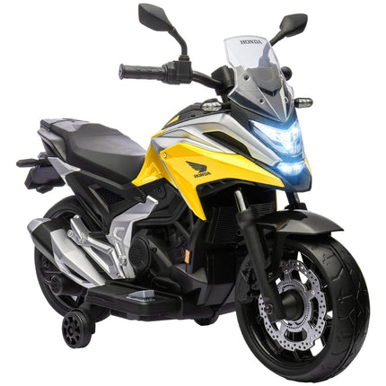 Kinder-Elektromotorrad mit Stützrädern, 3 km/h Geschwindigkeit