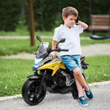 Kinder-Elektromotorrad mit Stützrädern, 3 km/h Geschwindigkeit