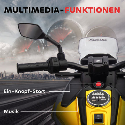 Kinder-Elektromotorrad mit Stützrädern, 3 km/h Geschwindigkeit