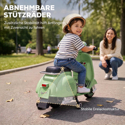 Moto électrique pour enfants avec stabilisateurs, port USB et musique