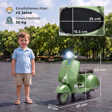 Moto électrique pour enfants avec stabilisateurs, port USB et musique