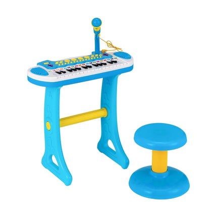 Clavier électronique pour enfants avec tabouret et micro, 31 touches, bleu