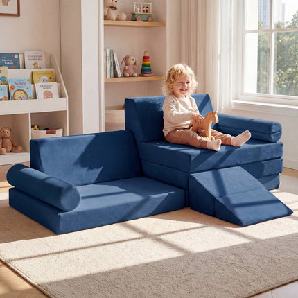 Ensemble de jeu en mousse pour enfants, 10 pièces, pour grimper et ramper, bleu