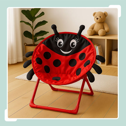 Chaise pliante en forme de lune pour enfants avec motif animalier