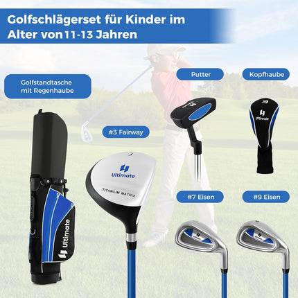 Kinder Golfschläger-Set, Rechtshand, Alter 11-13, Blau