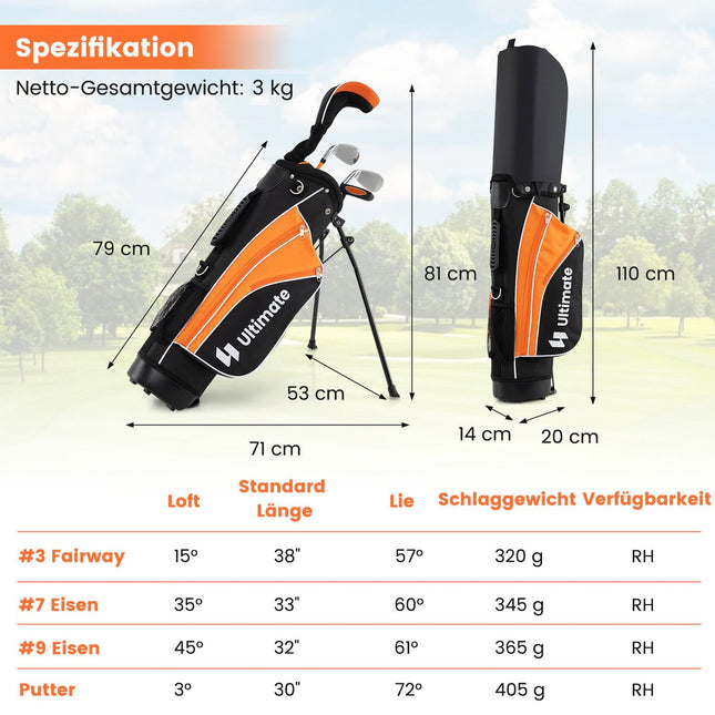 Kinder-Golfschläger-Set, Rechtshänder, 11-13 Jahre, Orange