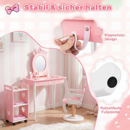 Kinderfriseursalon-Spielset mit LED-Spiegel und Drehstuhl