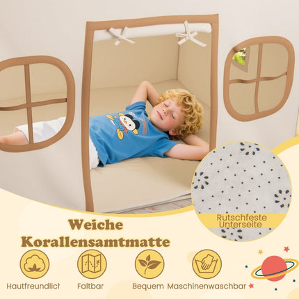 Tente de jeu d'intérieur pour enfants avec lumières étoilées et tapis moelleux