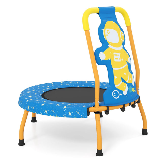 Trampoline d'intérieur pour enfants avec poignée, 71 cm, thème astronaute