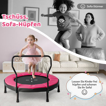 Kinder-Trampolin für drinnen mit abnehmbarem Griff, 102 cm, Pink