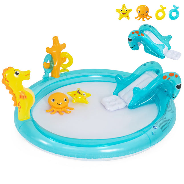 Parc aquatique gonflable pour enfants avec toboggan et arroseur