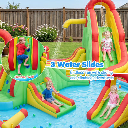 Aufblasbarer Wasserpark für Kinder mit Rutschen & Planschbecken