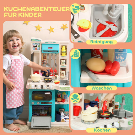 Cuisine pour enfants, 92 pièces, en plastique, de 3 à 6 ans, verte