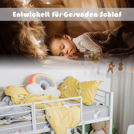 Cadre de lit mezzanine pour enfants avec toboggan et garde-corps, 198 x 96 x 109 cm