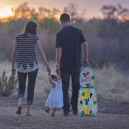 Ensemble de bagages pour enfants, motif flamant rose, valise et sac à dos, bleu
