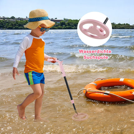 Détecteur de métaux pour enfants, réglable de 62 à 85 cm, écran LCD, rose