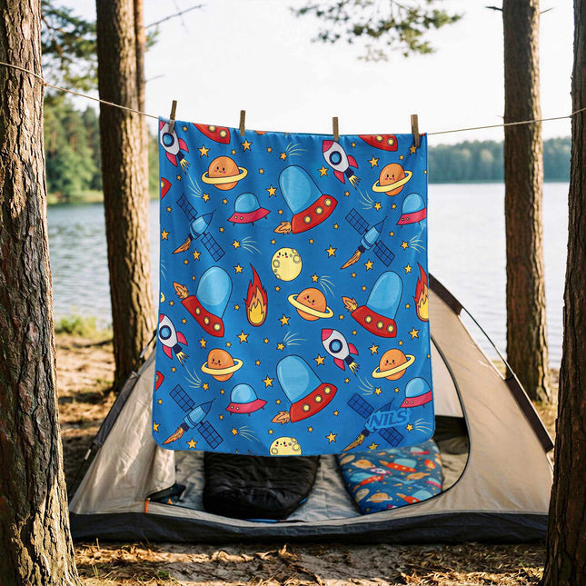 Serviette en microfibre pour enfants, motif spatial, 160 x 80 cm