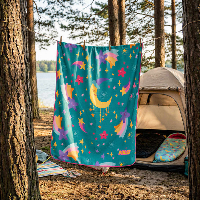 Serviette en microfibre pour enfants, motif étoiles, 160 x 80 cm